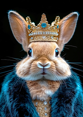 Regal Rabbit Wearing a Crown