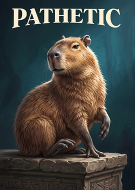 Pathetic Capybara on Stone Pedestal