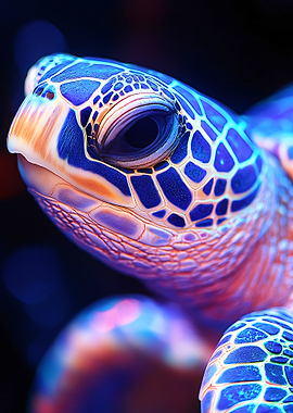 Close-up of a Bioluminescent Sea Turtle