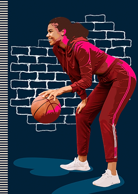 Woman playing basketball in athletic wear