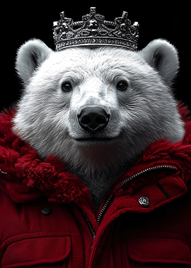 Polar Bear King in Red Coat
