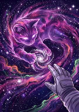Cosmic Cat and Astronaut Space Exploration