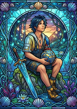 Tidus in Stained Glass Style