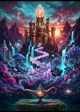 Magical Genie Lamp and Crystal Castle