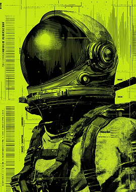 Astronaut with Neon Green Background