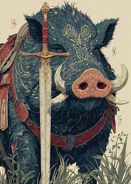 Fantasy Boar Warrior with Sword