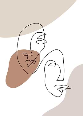 Abstract Line Art Faces
