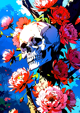 Skull with Flowers