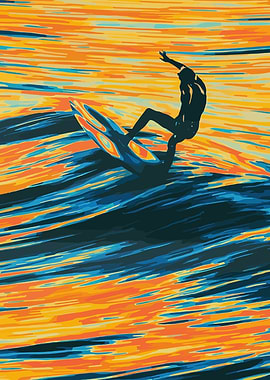 Surfer Riding a Wave