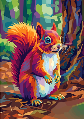 Colorful Squirrel in Forest