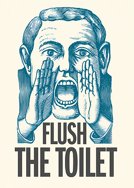 Man Shouting 'Flush The Toilet'