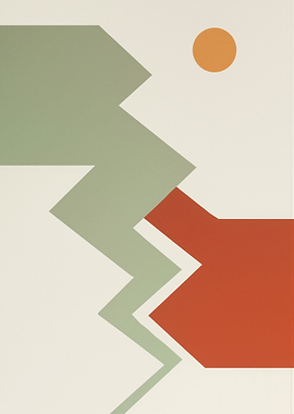 Abstract Geometric Landscape with Sun