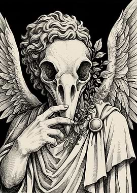 Bird Skull Angel with Wings