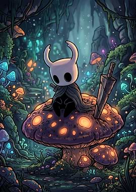 Hollow Knight Character on Mushroom