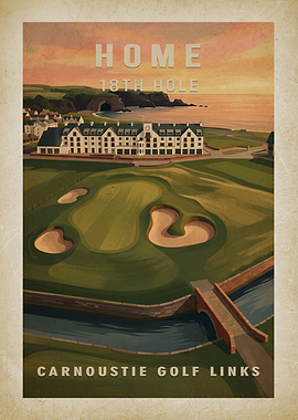 Carnoustie Golf Links 18th Hole Vintage Poster