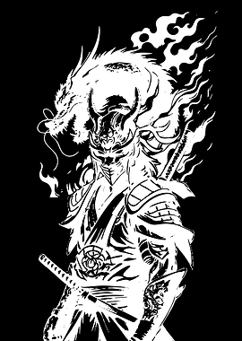 Samurai Warrior with Dragon