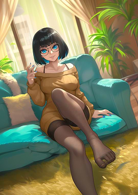 Anime girl in cozy sweater