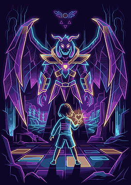 Undertale Asriel vs Frisk Neon Art