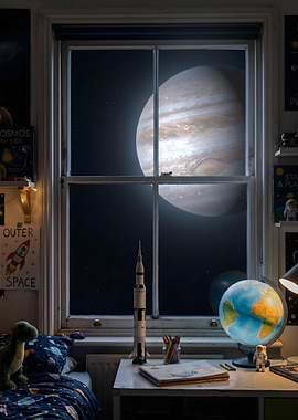 Child's Bedroom View of Jupiter