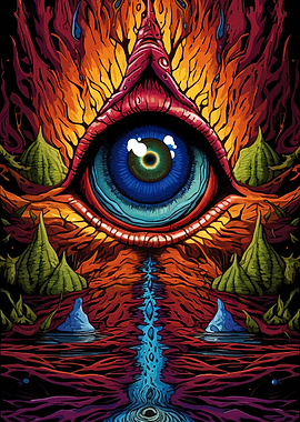 Psychedelic All-Seeing Eye Landscape
