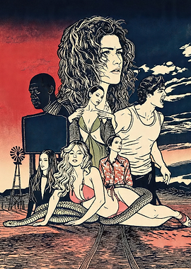 Desert Scene with Snake and People