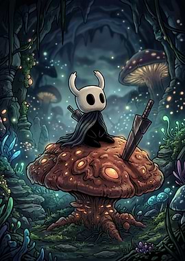 Hollow Knight Character on Mushroom