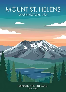 Mount St. Helens Vintage Poster