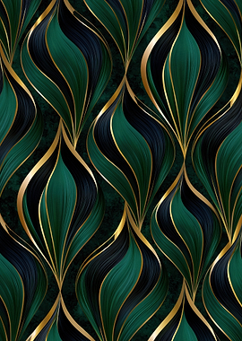 Art Deco Emerald and Gold Pattern