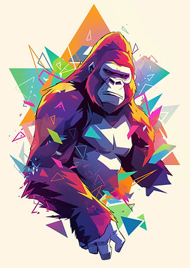 Gorilla with Geometric Background