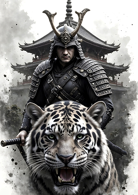 Samurai Warrior Riding a Tiger