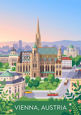 Vienna, Austria Cityscape Illustration