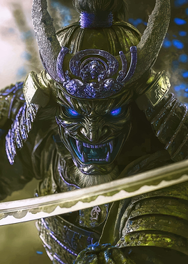 Demonic Samurai Warrior with Glowing Eyes