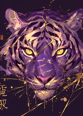 Purple Tiger with Gold Kintsugi