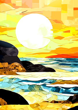 Abstract Sunset Beach Landscape