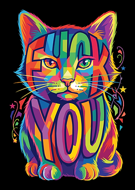 Colorful Cat with Text