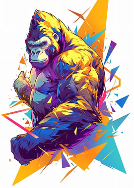 Gorilla with Geometric Background