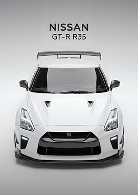 White Nissan GT-R R35 Front View