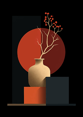 Minimalist Still Life with Vase and Berries