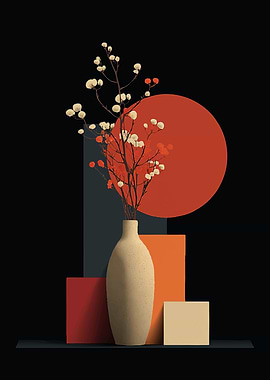 Minimalist Still Life with Vase and Branches