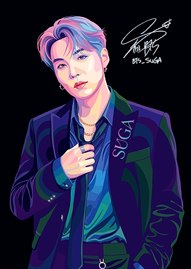 Suga BTS Pop Art Portrait