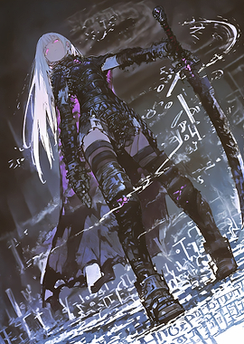 Dark Fantasy Warrior with Glowing Eyes