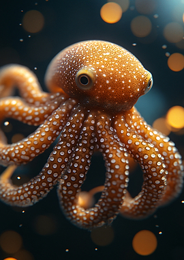 Cute Orange Octopus with White Spots