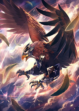 Armored Eagle Attacking in a Cosmic Storm