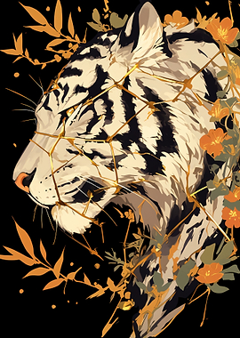 White Tiger with Golden Accents