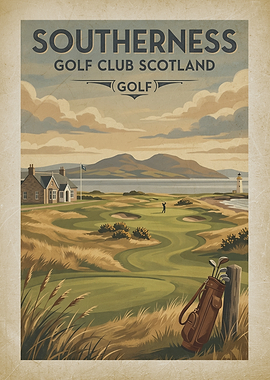 Southerness Golf Club Scotland Vintage Poster