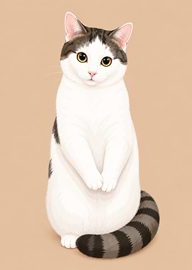 Cute Cat Sitting with Paws Together