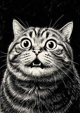 Surprised Cat Face Illustration
