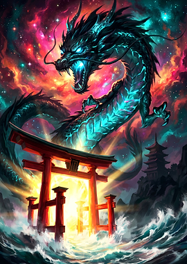 Dragon Over Torii Gate