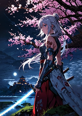 Samurai Warrior Under Cherry Blossoms