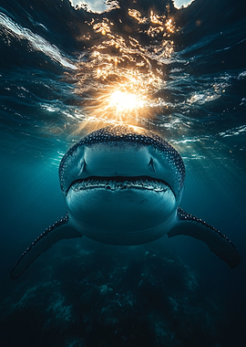 Whale Shark Underwater Sun Rays